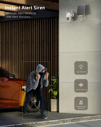 2.4GHz Wi-Fi Solar Camera Outdoor Wireless 2K PTZ Security Cameras with AI Motion Detection