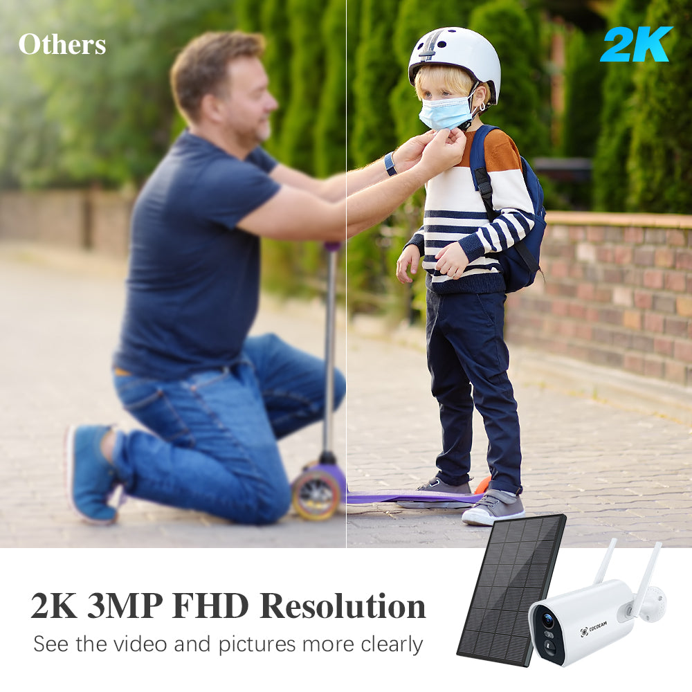 Cococam 2K 3MP Security Camera with 5200mAh Rechargeable Battery