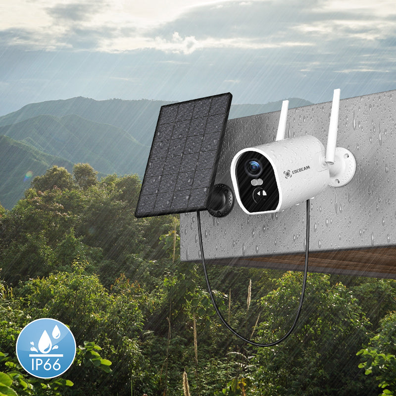 Cococam 2K 3MP Security Camera with 5200mAh Rechargeable Battery and Solar panel (2pcs)